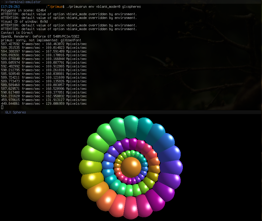 Screenshot of glxspheres after the fix